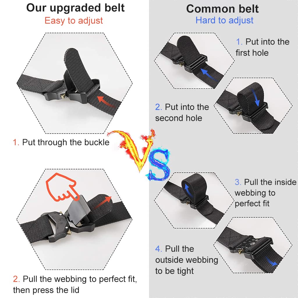 GUSTAVE Tactical Belt for Men Military Hiking Rigger Belt 49.2'' Nylon Web Work Belt with Heavy Duty Aluminum Alloy Quick Release Buckle - Black GUSTAVE Tactical Belt for Men Military Hiking Rigger Belt 49.2'' Nylon Web Work Belt with Heavy Duty Aluminum Alloy Quick Release Buckle - Black